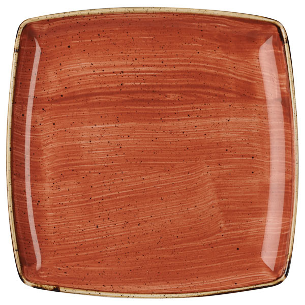 Churchill Stonecast Spiced Orange Deep Square Plate 10 25 26cm